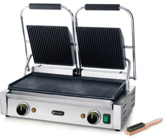 HENDI DOUBLE CONTACT GRILL RIBBED TOP GLAT BOTTOM  57x37x21CM