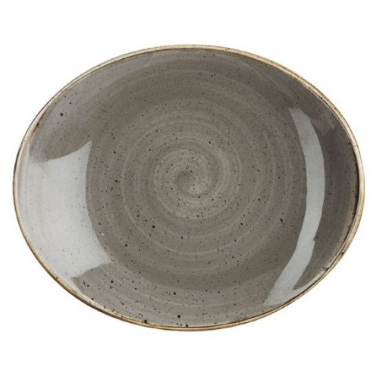 CASE OF 12 STONECAST OVAL COUPE PLATE 7.75" PEPPERCORN GREY