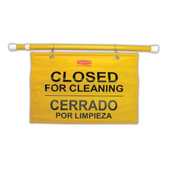 Rubbermaid Closed For Cleaning Hanging Sign Alum/Vinyl Max Extn 112cm