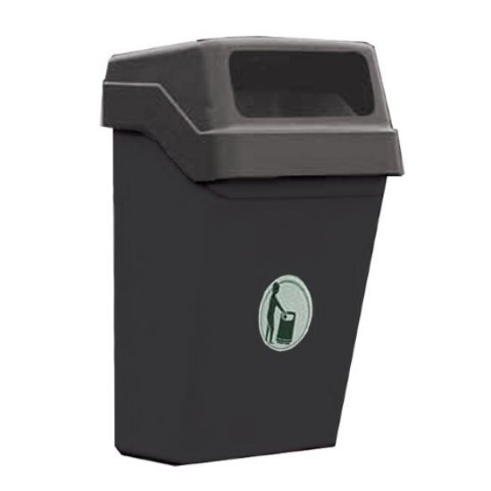 TRIMLINE HOODED 30L BLACK BIN C/W BRACKETS & LINER METAL