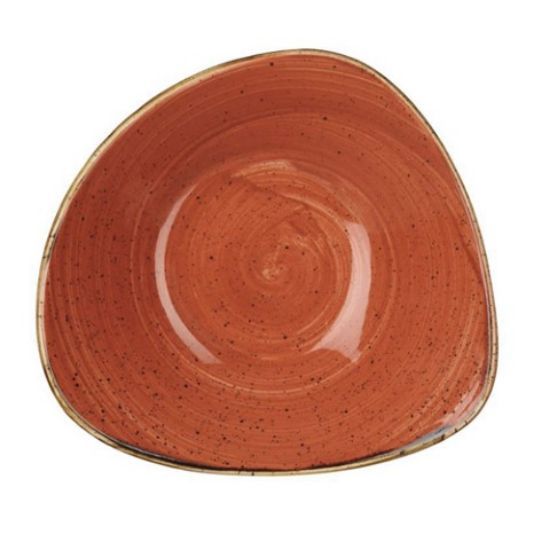 CASE OF 12 STONECAST TRIANGULAR BOWL 9" SPICED ORANGE