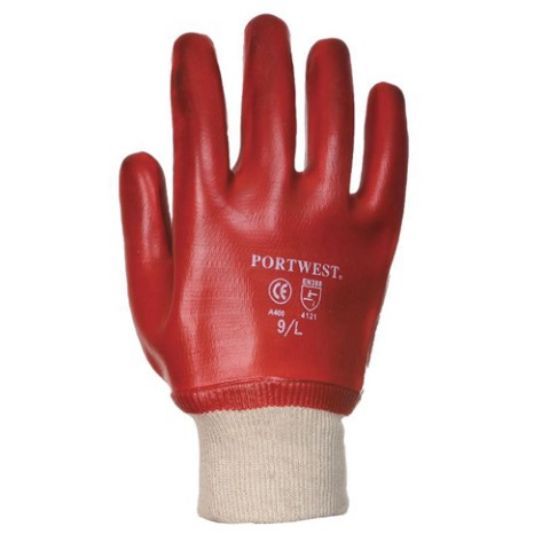 Pvc Knitwrist Glove Size 9/Lrg Red