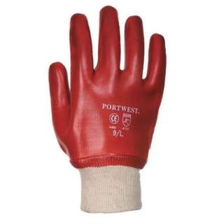 Pvc Knitwrist Glove Size 9/Lrg Red