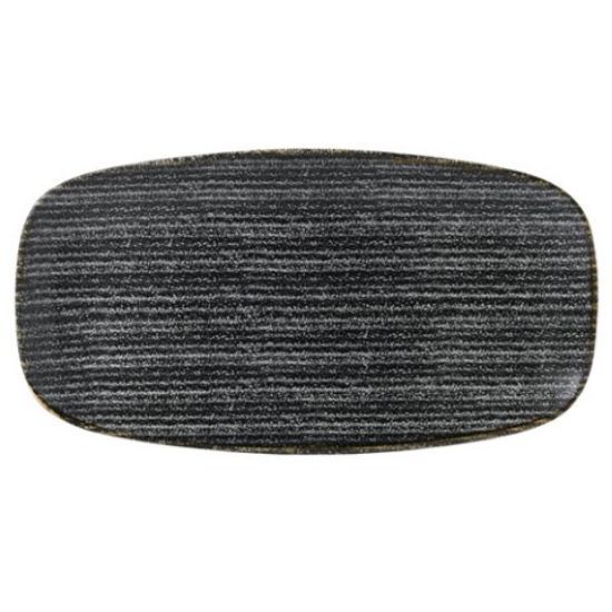 HOMESPUN CHARCOAL BLACK CHEFS OBLONG PLATE 13.87"x7.37" (6)