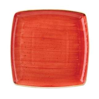 STONECAST SQUARE PLATE 26.8CM 10.5" BERRY RED (6)