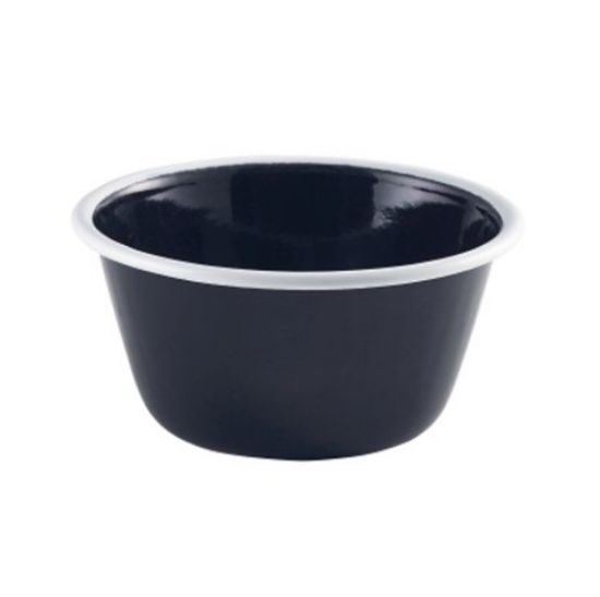 Deep Enamel Pie Dish Round Black 17.5oz