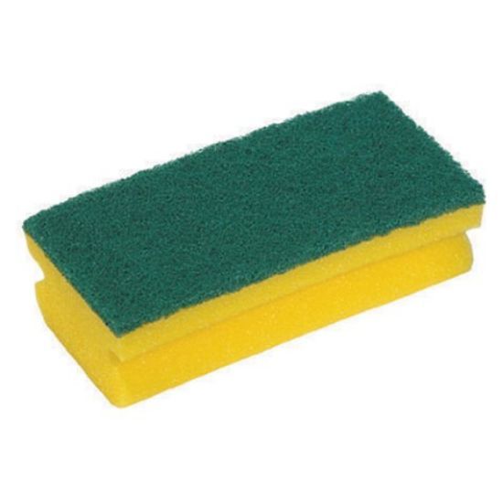 Jangro Abrasive Easigrip Sponge Scouring Pad Yellow/Green (Pack of 10)