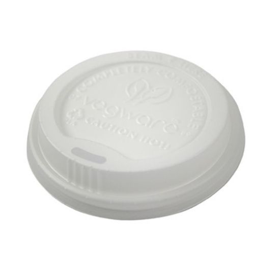 Pack Of (100) 89mm CPLA Hot Cup Lid White Fits 10-20oz *p