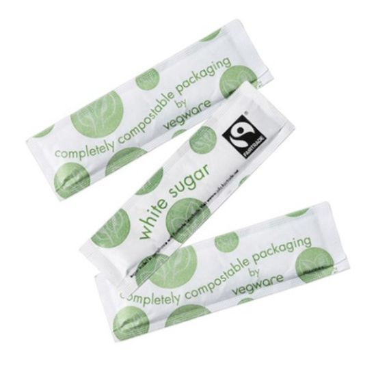 Vegware Fairtrade White Sugar Sticks (Case of 1000)