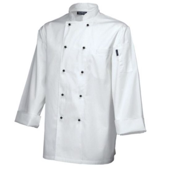 SUPERIOR WHITE CHEF JACKET STUD BUTTONS LONG SLEEVE (LRG)