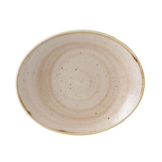 STONECAST NUTMEG CREAM OVAL COUPE PLATE 7.75" (12)