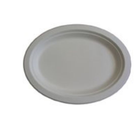Nourish Compostable Sugar Cane Oval Plate 10.25" (Pack Of 50)
