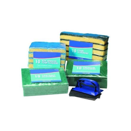 Yellow/White Non Abrasive Foam Scourer (Pack of 10)