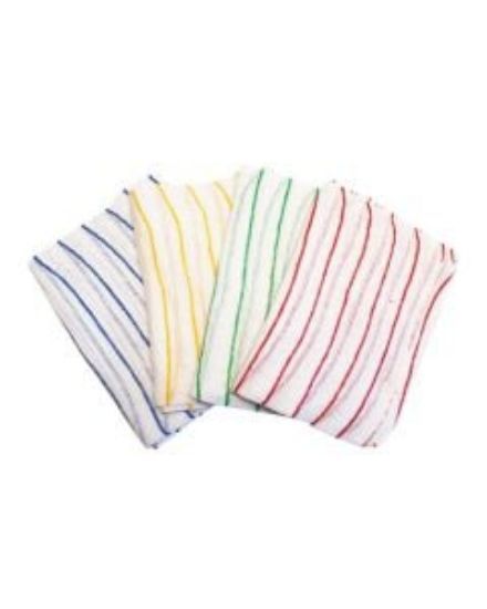 Jangro Economy Yellow Stripe Dishcloth 12" x 16" (Pack of 10)