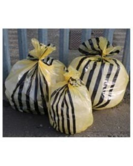 Clinical Yellow Tiger Striped Sacks 8.5" X 17" X 26" 20l (1000)
