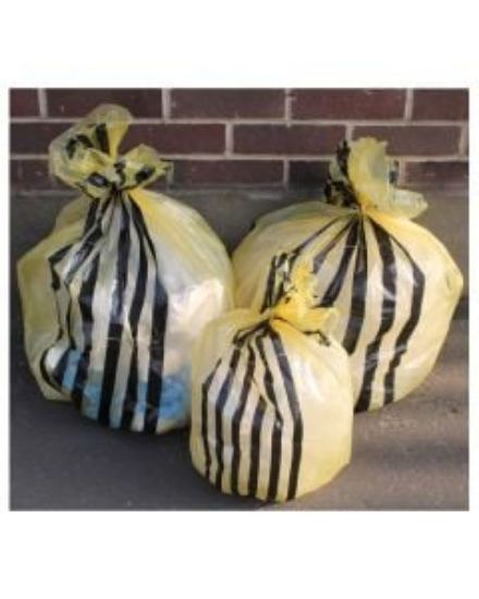 Clinical Yellow Tiger Striped Sacks 11" X 22" X 25" 30l(1000)