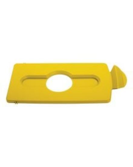 Rubbermaid Slim Jim Recycling Centre - Bottle Cans Lid - Yellow