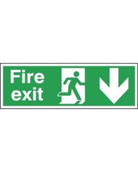 Fire Exit Sign With Running Man & Arrow Down 150x450mm