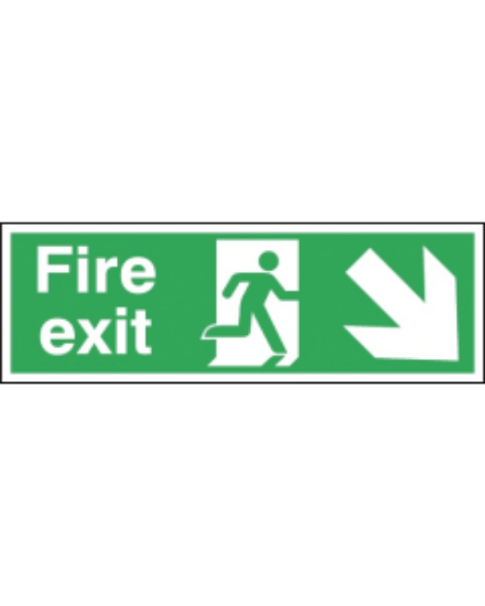 FIRE EXIT SIGN WITH RUNNING MAN AND ARROW DOWN RIGHT 150X450 S/A