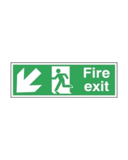 Fire Exit Sign With Symbol And Arrow Down- Left 150x450 S/A