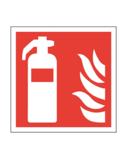 FIRE EXTINGUISHER SYMBOL WITH FLAMES SIGN 100X100 S/A