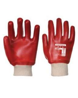 Pvc Knitwrist Glove Red Size 10/XL