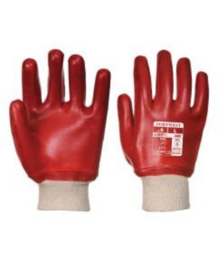 Pvc Knitwrist Glove Red Size 8/M