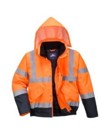 Hi-Vis Bomber Jacket Orange/Navy Small