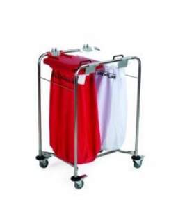 Jangro Laundry Cart 2 Bag With White Red Lid Size W66cm X H 93cm X D49cm
