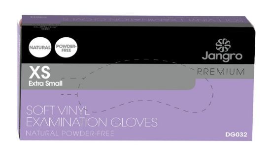 Jangro Soft Vinyl Examination Glove Powder Free Clear XSmall (Pack Of 100)