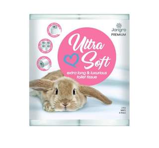 Jangro Premium Bunnies Pure Ultra Soft Toilet Tissue 280 Sht 2ply 4 Pack (Case of 40)