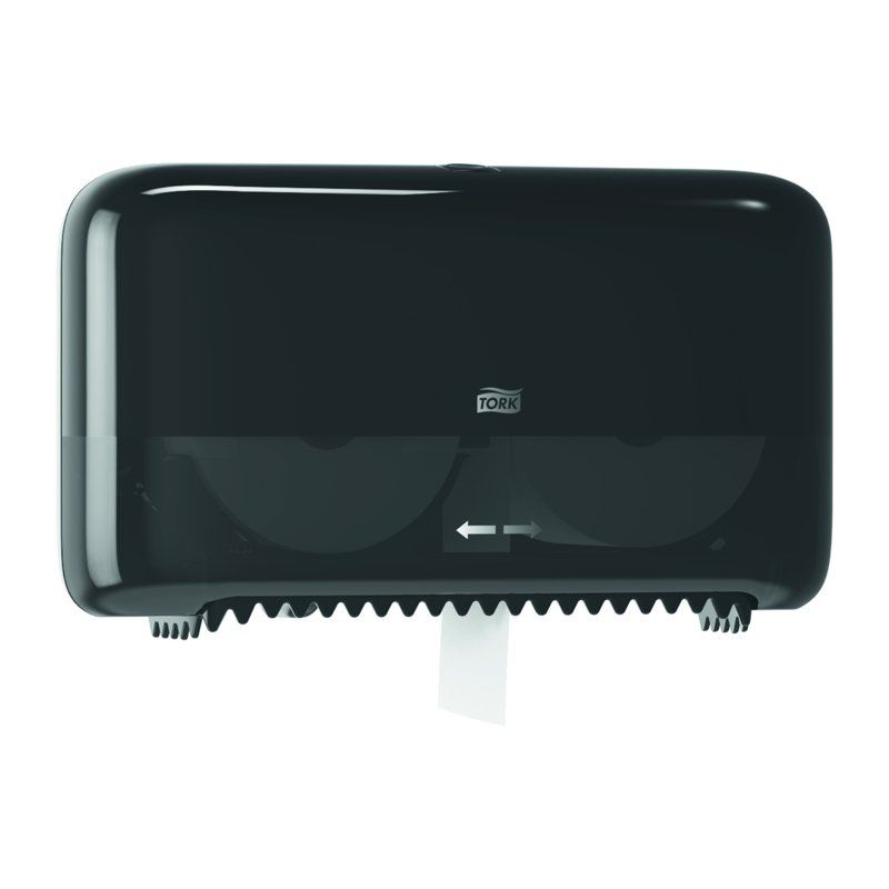 Tork Twin Coreless Mid-Size Toilet Roll Dispenser Black Plastic *p