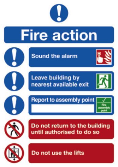 Symbolised Fire Action Sign 210x148 Rigid
