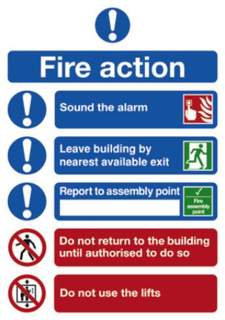 Symbolised Fire Action Sign 210x148 Rigid
