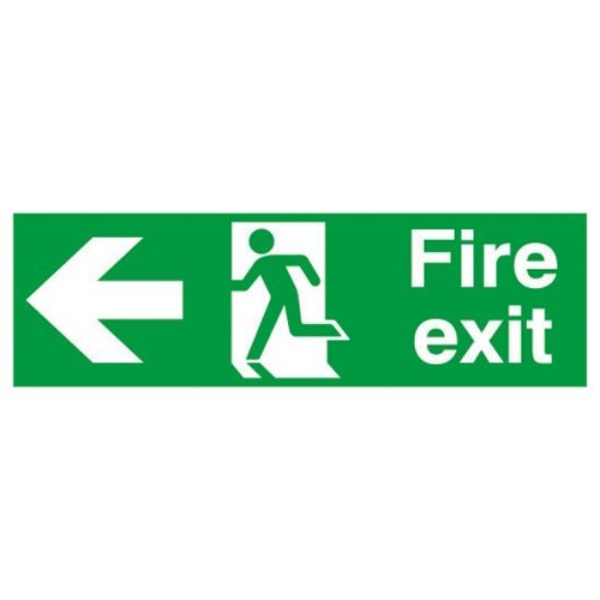 Fire Exit With Symbol & Arrow Left Sign 150x450 S/A