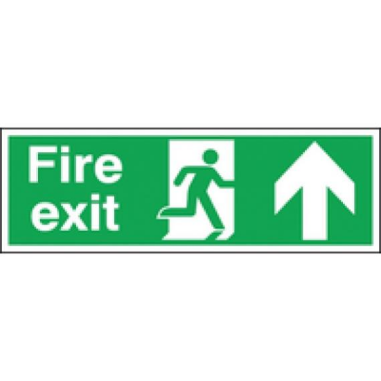Fire Exit Man Running Arrow Up Sign S/A 150x450mm