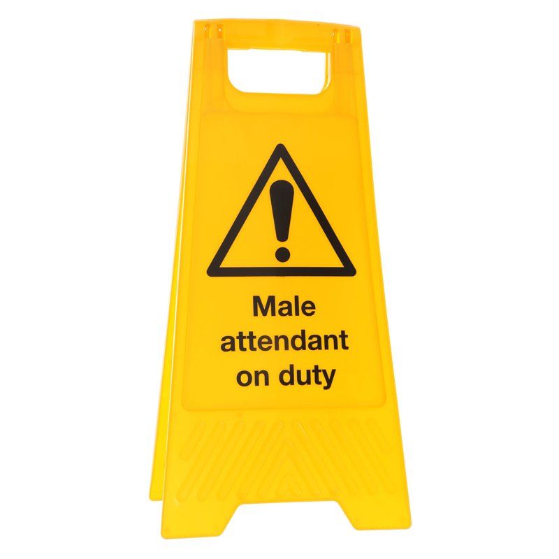 MALE ATTENDANT ON DUTY A FRAME 680MMX 300MM