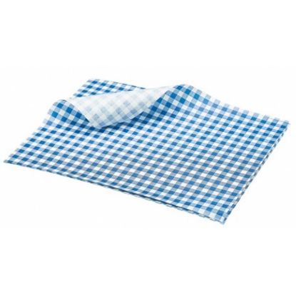 Gingham Print Greaseproof Paper 25x20cm Blue (1000)