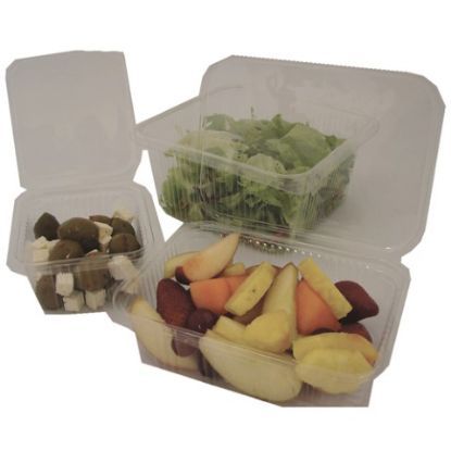 Plastic Salad Box Hinged Lid Recyclable 750ml Clear (400)