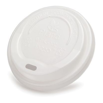 Recyclable CPLA Sip Thru Hot Cup Lid 8oz White (Pack of 50)