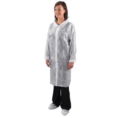 Visitors Coat Non Woven Velcro Large (Pack Of 5)