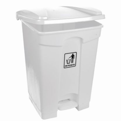 45ltr White Pedal Bin H610XL400xw405