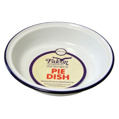 Falcon Round Enamel Pie Dish Traditional 22cm White *p