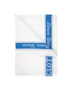 Linen Union Glass Cloth 20x30" White/Blue (Pack of 10)
