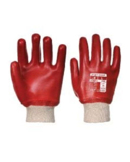 Pvc Knitwrist Glove Red Size 11/XXL