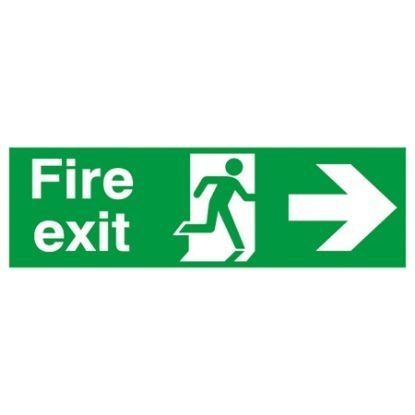 Fire Exit With Symbol And Arrow Right Sign 150x450 S/A